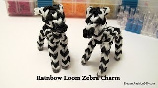 Rainbow Loom ZebraHorsePony Charm  How to  Animal Series [upl. by Jara107]