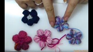 DIY fiore uncinetto punto puff o nocciolina tutorial uncinetto [upl. by Lyrehs869]