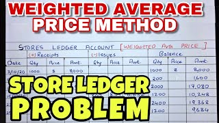 Weighted Average Price Method AVCO  Store Ledger Problem BCOM  BBA  CA INTER By Saheb Academy [upl. by Ayidah]