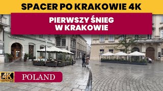 Spacer po Krakowie  pierwszy śnieg w listopadzie  Rynek Główny w Krakowie ❄️ [upl. by Yerhcaz133]