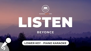 Listen  Beyonce Lower Key  Piano Karaoke [upl. by Alana]