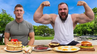 I ate Pro Arm Wrestlers 6000 CALORIE diet [upl. by Enirhtak700]