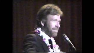 Chuck Norris speaking at Ed Parker Tribute 1988 [upl. by Anelak]