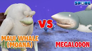 Maui Whale Moana vs Megalodon  Cartoon vs Dino S4E9  SPORE [upl. by Enirac787]