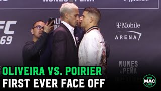 Dustin Poirier vs Charles Oliveira First Face Off  UFC 269 Press Conference [upl. by Letreece965]