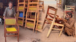 Classic amp Beautiful Wooden Chair Making Process  Incredible Technique of Making and Weaving a Chair [upl. by Aleuname443]