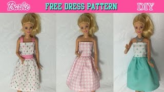 DIY Tutorial How to make Barbie Doll Dress Free Pattern [upl. by Perdita]