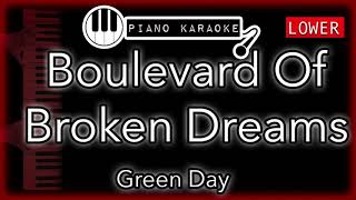 Boulevard Of Broken Dreams LOWER 3  Green Day  Piano Karaoke Instrumental [upl. by Wrench]