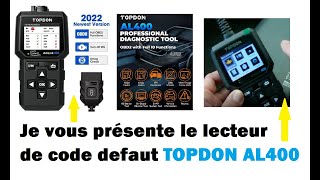 Présentation Topdon Artilink 400 OBD 2 Scanner Diagnostic code defaut [upl. by Aneerhs557]