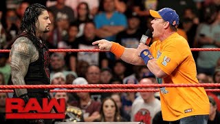 Watch the uncut war of words between John Cena and Roman Reigns Raw Aug 28 2017 [upl. by Aihc]