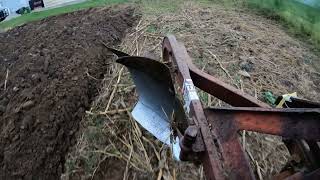 Moldboard plowing with a sub compact tractor [upl. by Atibat]