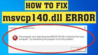 msvcp140dll Missing Error  2020  Fix 1 [upl. by Neelrahs]