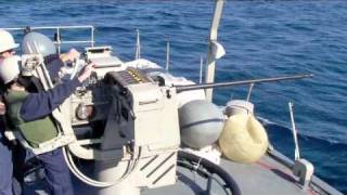 Hellenic Navy Rheinmetall 20mm65 Mk20 S20 Naval Gun mount firing [upl. by Patrich]