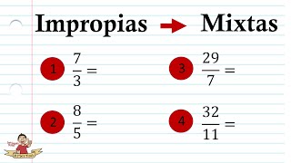 Conversión de fracciones impropias a mixtas Paso a paso En3Minutos [upl. by Whitman]