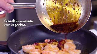 Recept gambas met kerriemayonaise en couscous van bloemkool [upl. by Tihom]