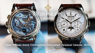 Patek Philippe Grand Complications Chronograph Perpetual Calendar Yellow 5270J  Eleven Eleven NY [upl. by Ennirroc91]