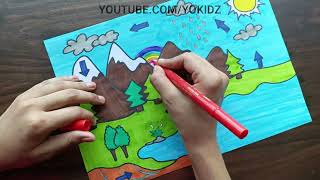 How to draw Water Cycle of a School Project  How to draw water cycle with leveling  जल चक्र [upl. by Martelli]