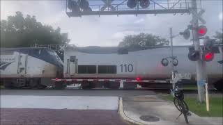 Amtrak P092 At Evers Street Crossing In PC Florida [upl. by Goeger816]