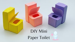 DIY MINI PAPER REALISTIC TOILET  Paper Craft  mini Paper Toilet For doll house  doll house craft [upl. by Egoreg]