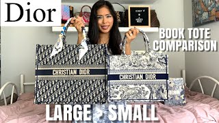 Dior Book Tote Review amp Comparison Large vs Small Book Tote Compared to LV Neverfull MM amp OTG [upl. by Latin]