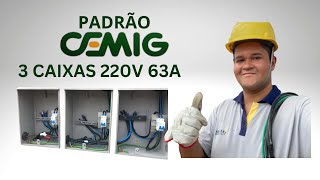 Diagrama da montagem de padrão CemiG 3cx 220v 63A  Rede Trifasico CemiG [upl. by Ahtiekahs751]