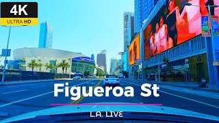 Figueroa Street Los Angeles 4k Driving Tour [upl. by Ardnalac482]