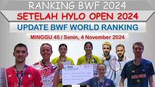 Ranking BWF 2024 │ Setelah Hylo Open 2024 │ [upl. by Cave879]