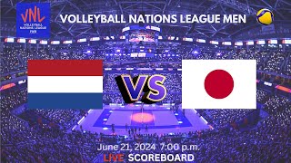 NETHERLANDS VS JAPAN  VNL NATIONS LEAGUE VOLLEYBALL MEN  LIVE SCOREBOARD [upl. by Nosrak]