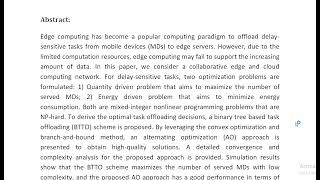 Energy Efficient Task Offloading and Resource Allocation for Delay Constrained Edge Cloud Computing [upl. by Egamlat]