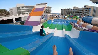 SplashWorld Tofinis  Quad Water Slide Cyprus Ayia Napa Water Park  2023 4K [upl. by Yenaled]