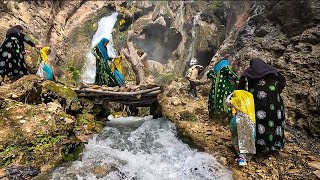 The passage of a nomadic family through the mountains and waterfalls of Zagros Iran😯 [upl. by Kondon]