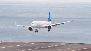 Skilled Bouncy Landing On Strong Winds Azores Airbus A321253NX at Madeira Airport [upl. by Aiuqes]