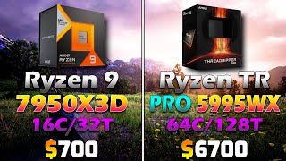 Ryzen 9 7950X3D vs Ryzen ThreadRipper PRO 5995WX  Will You Get Any FPS Boost for The Extra Price [upl. by Gifferd]