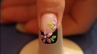 Flower design with nail lacquer and strass stones [upl. by Vick103]