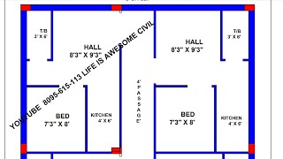 30 x 40 East Face PG 1 BHK 4 Portion Rent House Plan map naksha [upl. by Kalmick640]