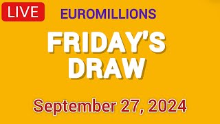 The National Lottery Euromillions Draw Live Results From Friday 27 Sep 2024  euro millions live [upl. by Irtimd624]