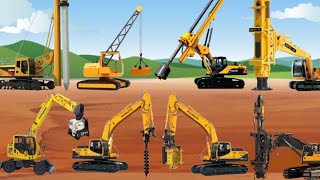 POUNDING AND DRILLING HEAVY EQUIPMENT  Rapid Impact Compactor Vibratory Pile Driver Bore Pile [upl. by Benson800]