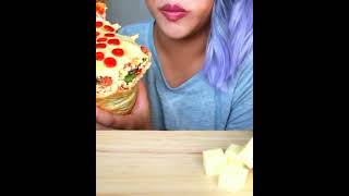 Gaint pizza cone eating ASMR  GypSea Vibes  gaintpizzacone pizza asmr shorts [upl. by Koffler]