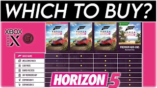 BEFORE YOU BUY Forza Horizon 5 PREMIUMDELUXESTANDARD Editions Comparison FH5 Car Pass  Expansions [upl. by Attolrac]