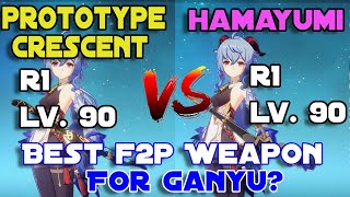 Hamayumi vs Prototype Crescent for Ganyu  Best F2p Weapon For Ganyu Genshin Impact Comparison [upl. by Werby]