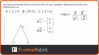 Vektorrechnung Winkel im gleichschenkligen Dreieck [upl. by Seften]