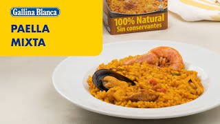 Paella mixta con mariscos y carne ¡Deliciosa receta ¡Un deleite 🥘🍗  Recetas Gallina Blanca [upl. by Tama400]