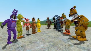 WITHERED ANIMATRONICS VS NIGHTMARE ANIMATRONICS Garrys Mod Sandbox [upl. by Shamus]