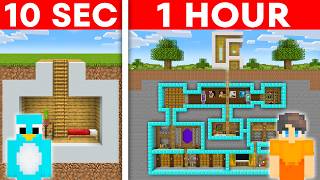 10 Second vs 1 Hour  Underground House Build Challenge in Minecraft [upl. by Anelav]