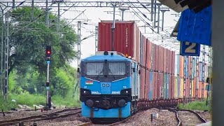 WAG9 VS WAG12 WITH DOUBLE STACK CONTAINER INDIAN RAILWAYS [upl. by Hamal420]