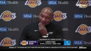 Darvin Ham POSTGAME INTERVIEW  Los Angeles Lakers loss to Golden State Warriors 134120 [upl. by Eidnac]