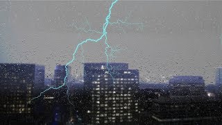 🎧 THUNDER amp RAIN with Lightning in the City  Ambient Noise Sleep Sounds Ultizzz day42 [upl. by Samtsirhc]