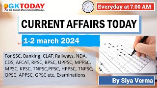 March 12 2024 Current Affairs in English by GKToday [upl. by Nica]