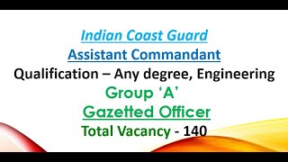 Indian Coast Guard Assistant Commandant Recruitment AC [upl. by Zia]