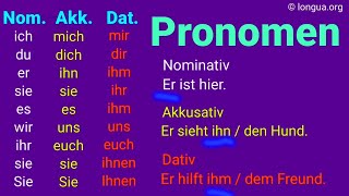 Übungen zu den Pronomen Nominativ Akkusativ Dativ Genitiv Tabelle Beispiele Mix mich mir [upl. by Haleak]